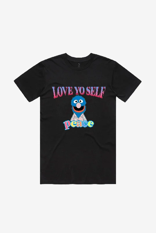 Grover Love Yo Self Rap T-Shirt - Black Layered Multi-layer Single Layer