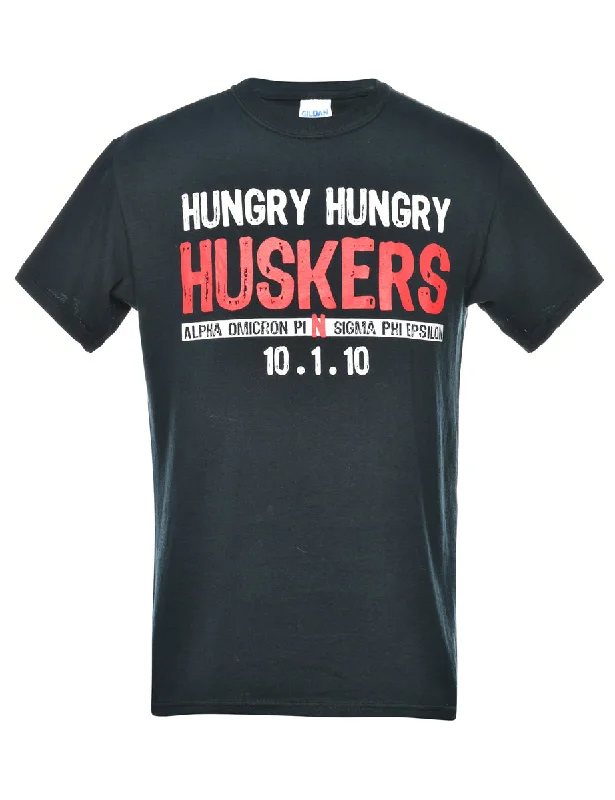 Huskers Printed T-shirt - S Collared Crew Neck Turtle Neck