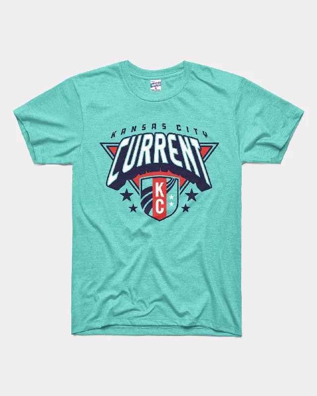 KC Current Super Current Teal T-Shirt Houndstooth Herringbone Solid