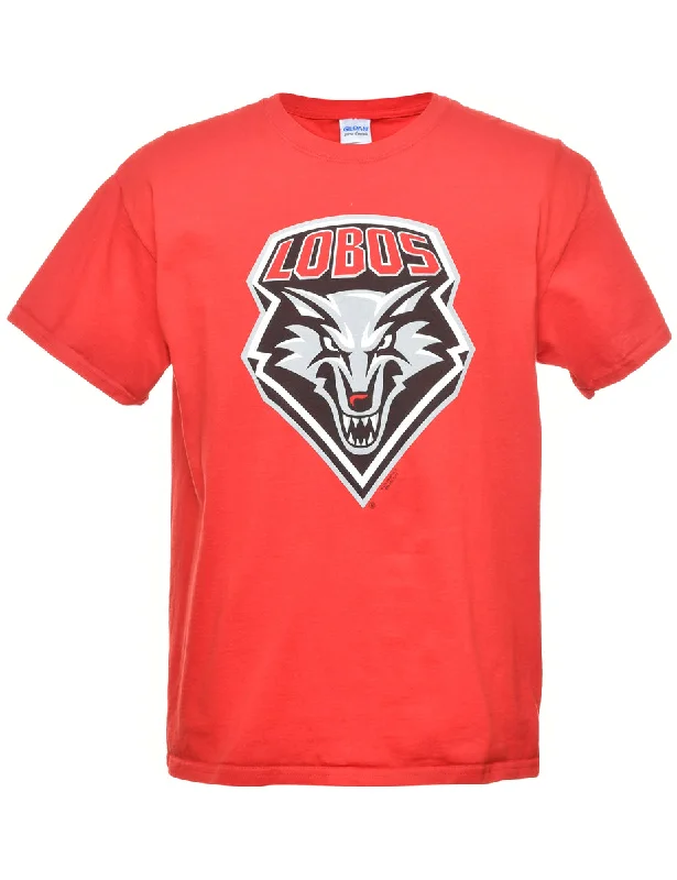 Lobos Printed Red T-shirt - L Wool Fabric Cashmere Fabric Tweed Fabric