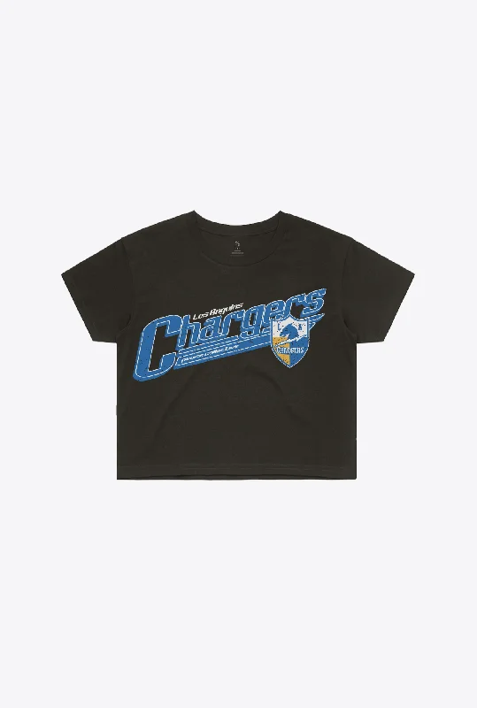 Los Angeles Chargers Garment Dyed Cropped T-Shirt - Black Anti-Pilling Machine Wash Handmade