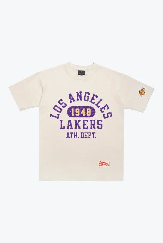 Los Angeles Lakers Athletic Club Heavyweight T-Shirt - Ivory Machine Wash Dry Clean Hand Wash