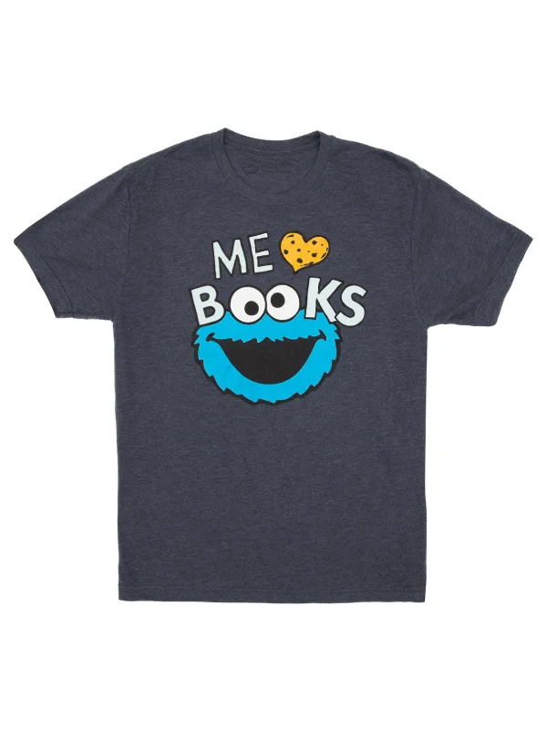 Sesame Street Cookie Monster - Me Love Books Unisex T-Shirt Thin T-Shirt Open Front Quick Dry