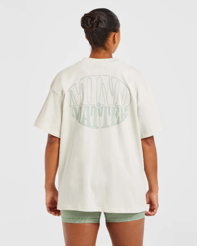 Mind Over Matter Oversized T Shirt - Beige/Green Print Jacquard Patchwork