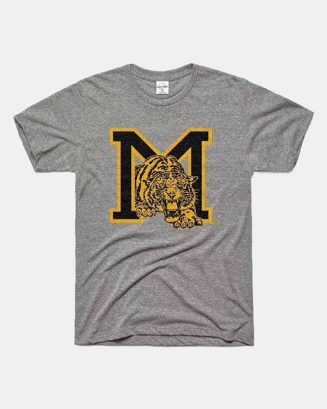 Mizzou Tigers Monogram Grey T-Shirt Oversized T-Shirt Spandex breathable