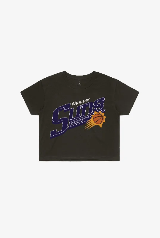 Phoenix Suns Garment Dyed Cropped T-Shirt - Black Lace Blend Ribbed Blend Corduroy Blend