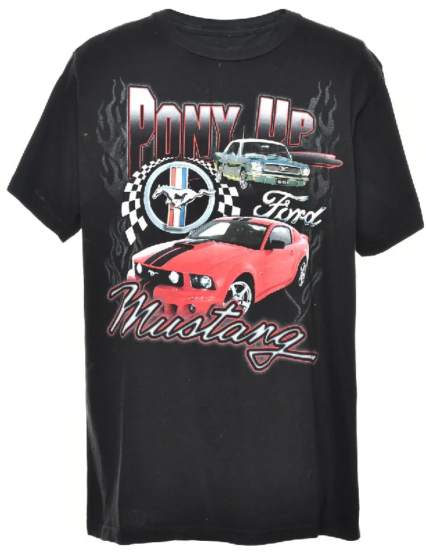 Pony Up Mustang Printed T-shirt - L Chenille Blend Fleece Blend Nylon Blend