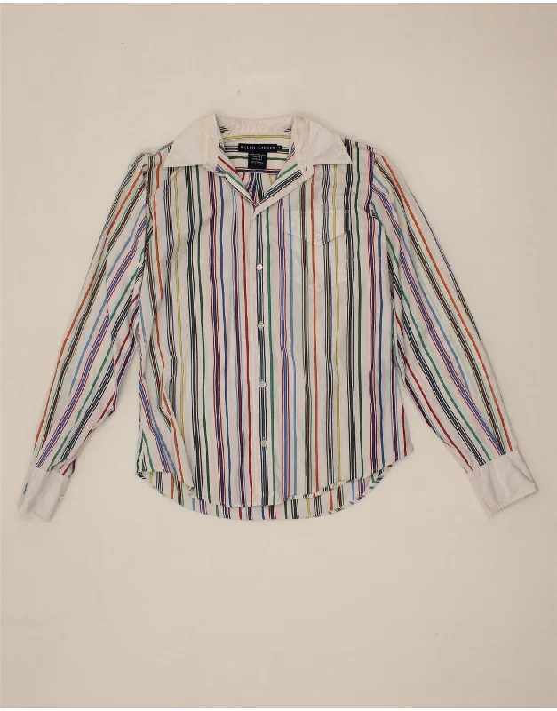 RALPH LAUREN Womens Shirt US 4 Small Multicoloured Striped Cotton Rayon Fabric Velvet Fabric Corduroy Fabric