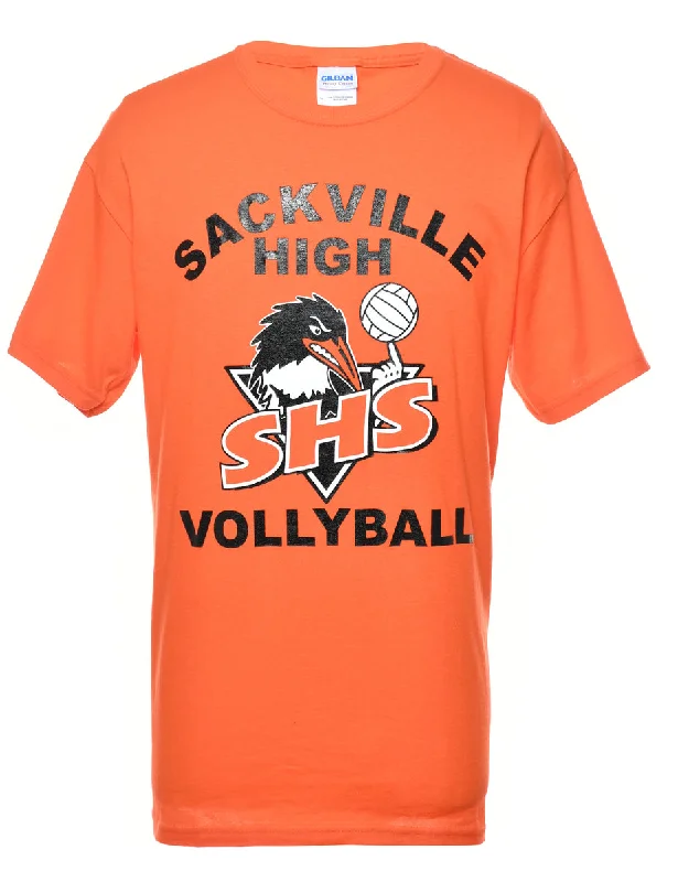 Sackville High Vollyball Printed T-shirt - M Anti-Pilling Machine Wash Handmade