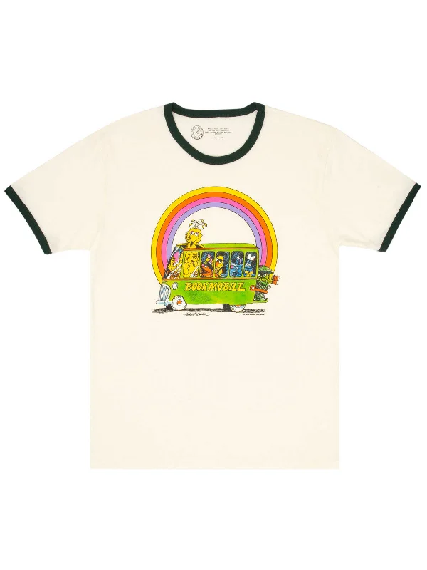 Sesame Street Bookmobile Unisex Ringer T-Shirt Collared T-Shirt Boat Neck A-Line