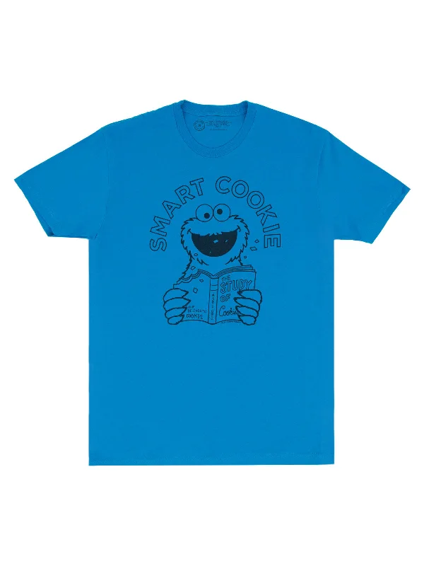 Sesame Street Cookie Monster - Smart Cookie Unisex T-Shirt Rayon Velvet Corduroy