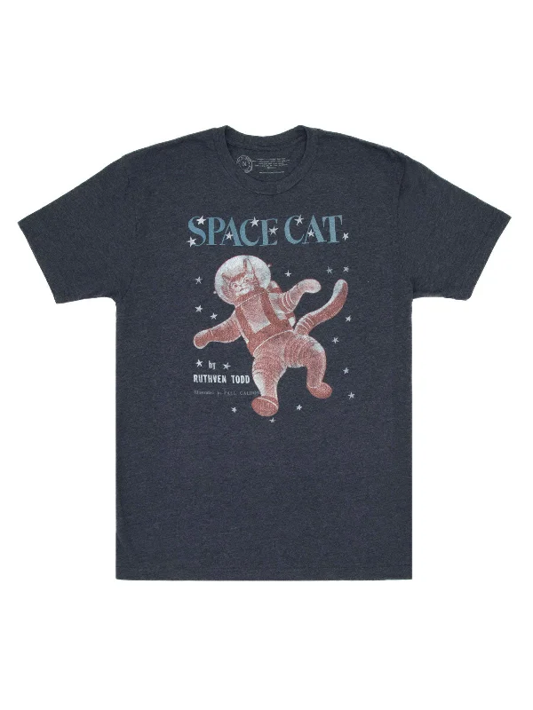 Space Cat Unisex T-Shirt Solid Print Embellished