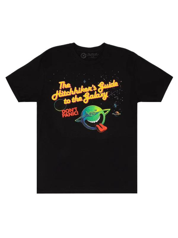 The Hitchhiker's Guide to the Galaxy Unisex (Black) T-Shirt Zippered Front Buttoned Front Snap Front