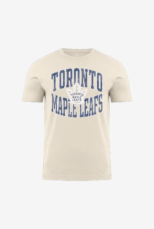 Toronto Maple Leafs Natural T-Shirt - Ivory Solid Print Embellished