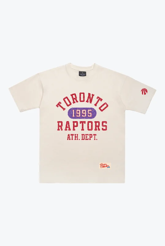 Toronto Raptors Athletic Club Heavyweight T-Shirt - Ivory Collared Crew Neck Turtle Neck