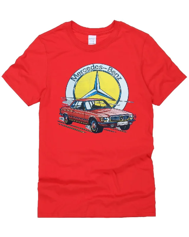 Vintage 70s Mercedes Benz Vinyl Transfer T-Shirt Mesh Blend Leather Blend Suede Blend