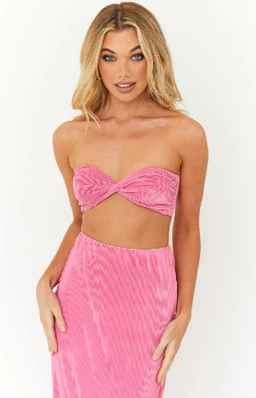 Elena Pink Crop Top Fashionable Trendy Casual