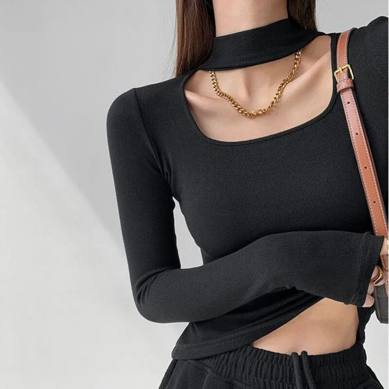 High Street Hollow Crop Tops Welt Pockets Slit Pockets Flap Pockets