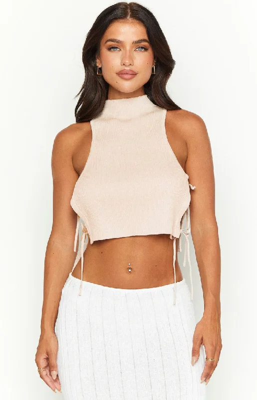 Melanie Light Pink Crop Top Elasticated Padded Insulated