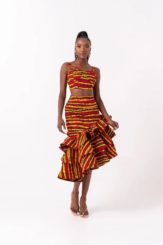 RITA African Print Crop Top Elegant Classic Vintage