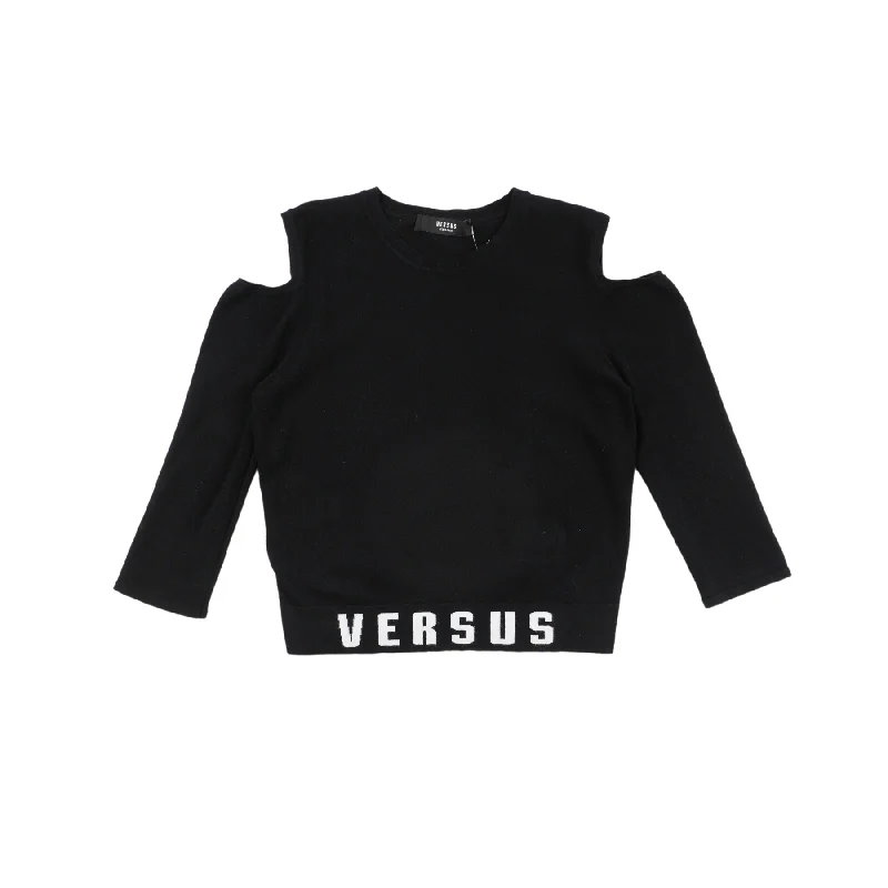 Versus Versace Crop Top - Women's Notch Collar Peter Pan Collar Cowl Neck