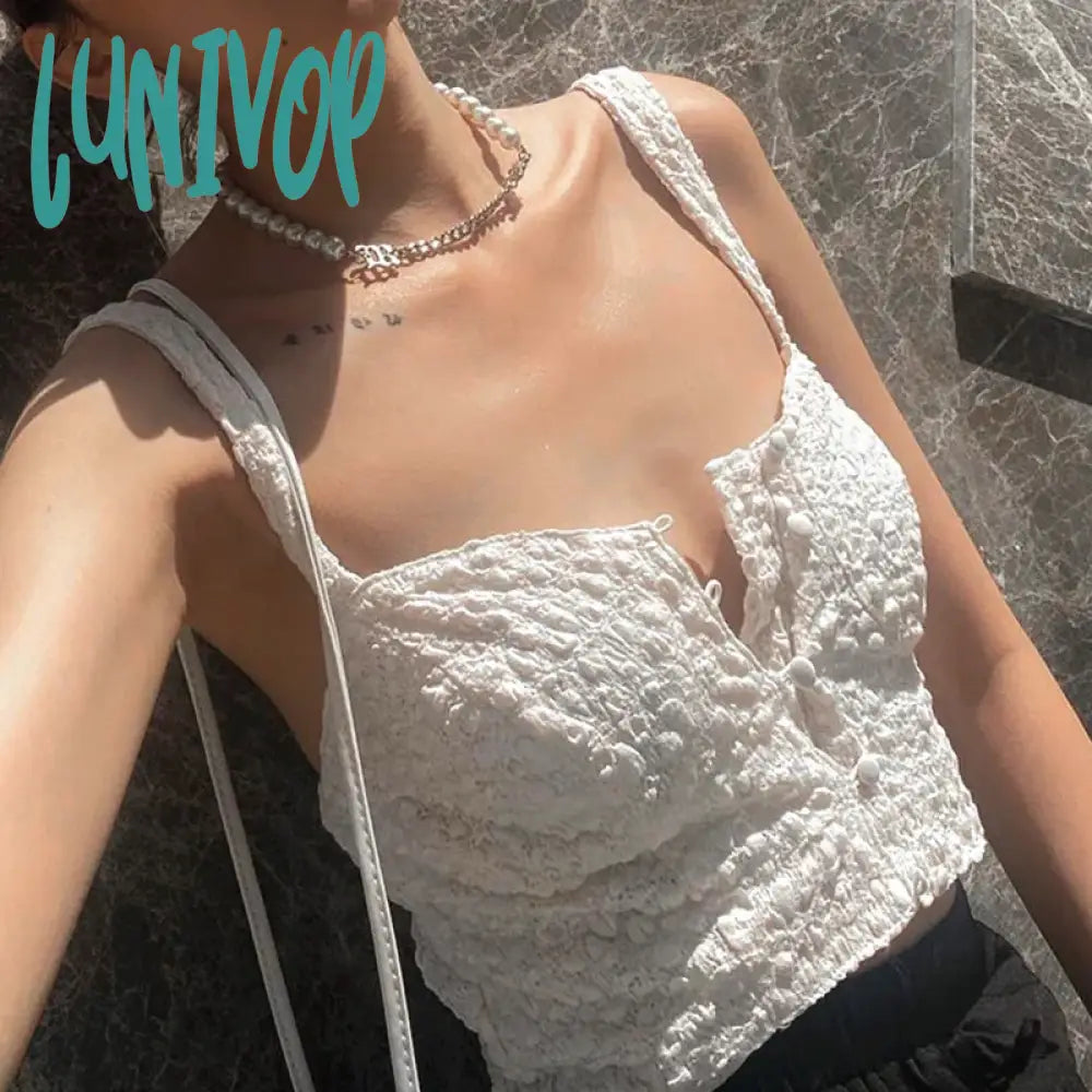 Lunivop Sexy Y2K Women Summer Camis Party Clubwear Solid Sleeveless Sling Off Shoulder Straps Mini Vest Exposed Navel Tank Crop Top Cozy Warm Stylish