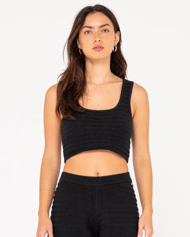 Rusty Elba Knit Crop Top Silk Blend Satin Velvet