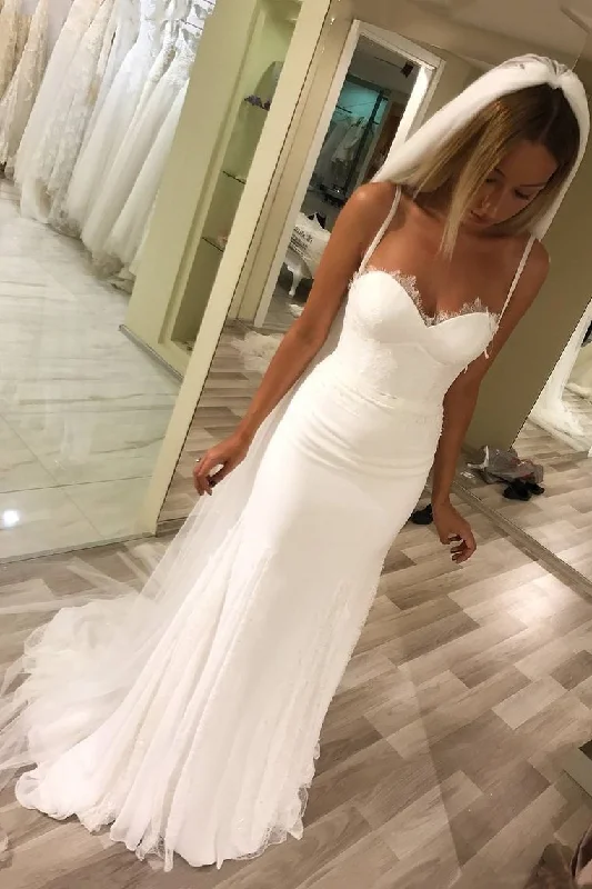 Spaghetti Straps Wedding Dresses Chiffon & Lace With Sash Tunics Travel practical