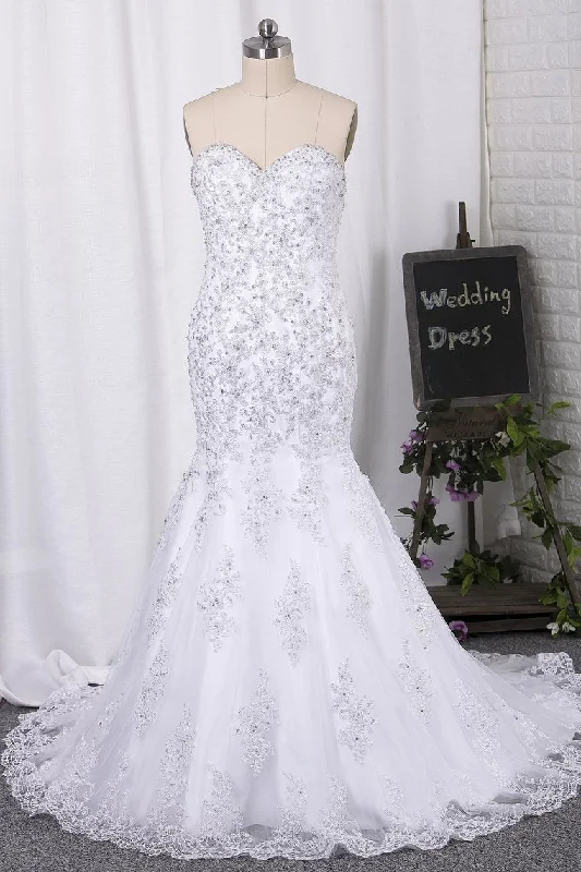 Sweetheart Mermaid/Trumpet Wedding Dresses Court Train With Beads Tunic Top Casual