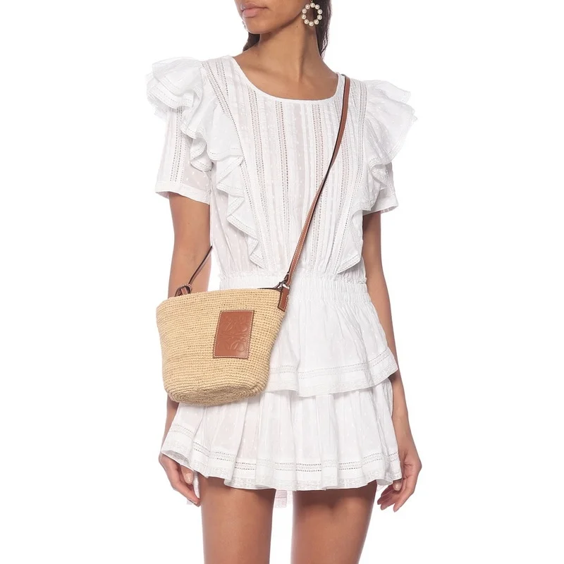 Zjkrl Summer Short Sleeve Vocation Women White Mini Dress Holiday Lace Ruffled Dress Pink Tunics Designer luxury