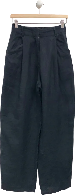 AEXAE Black Linen Trousers UK XS Trousers Modern Contemporary