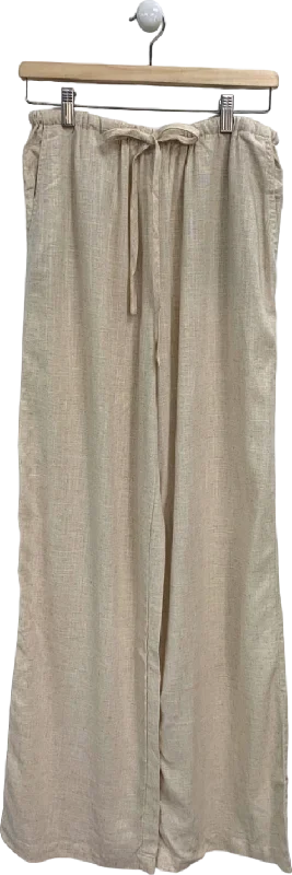 ASOS Beige Wide Leg Linen Blend Trousers UK 8 Tall Trousers Wedding White