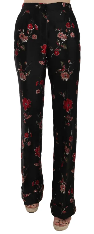 Dolce & Gabbana  Black Floral Brocade Trousers Trousers Review Highly