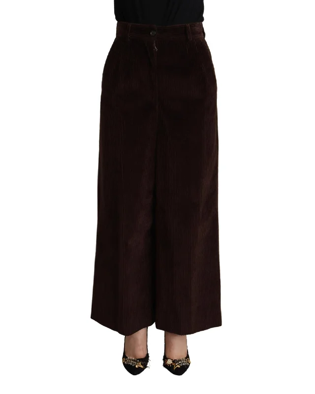 Dolce & Gabbana  Women's Brown Corduroy Wide Leg Trousers Trousers Harem Relaxed Fit