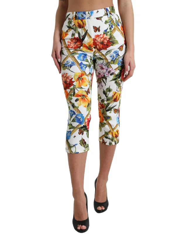 Dolce & Gabbana  Floral Print Cropped Trousers Trousers Velvet Soft