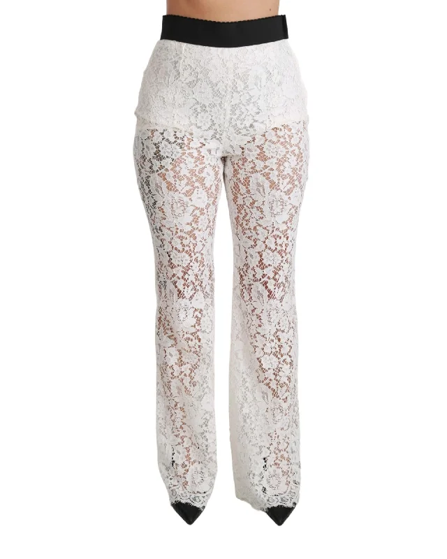 Dolce & Gabbana  Women's Lace Trousers Chinos Cotton Straight Leg