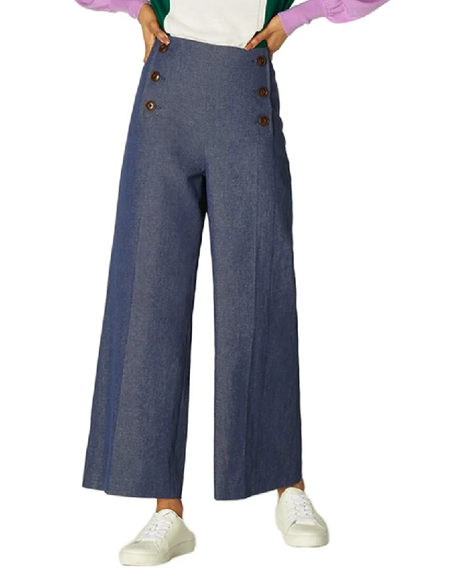 Lk Bennett Sailor Linen-Blend Wide Leg Trouser Trousers Canvas Durable