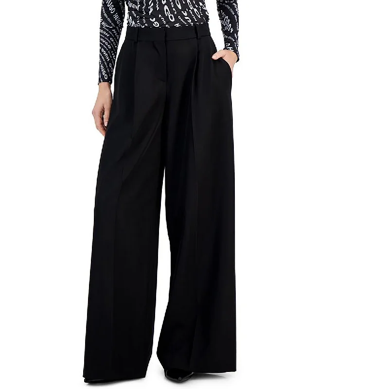 Womens Pleated High Rise Trouser Pants Trousers Versatile Stylish