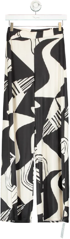 Boohoo Black & White Geometric Print Wide Leg Trousers UK 6 Trousers Review Highly