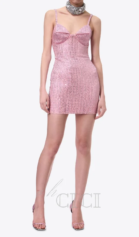 Brook crystal-embellished sleeveless mini dress in rose pink Pencil Office Professional