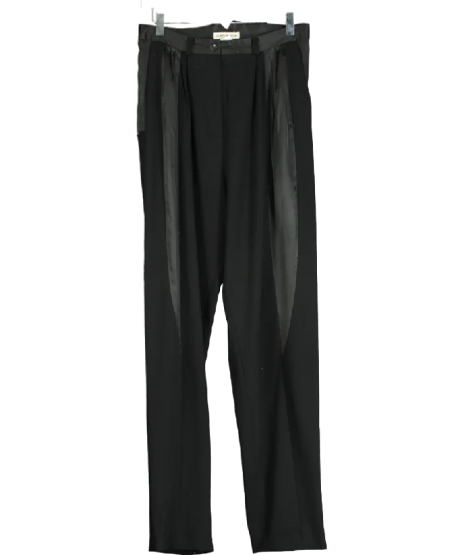 Carin Wester Black Satin Detail Smart Trouser UK M Trousers Fleece Cozy