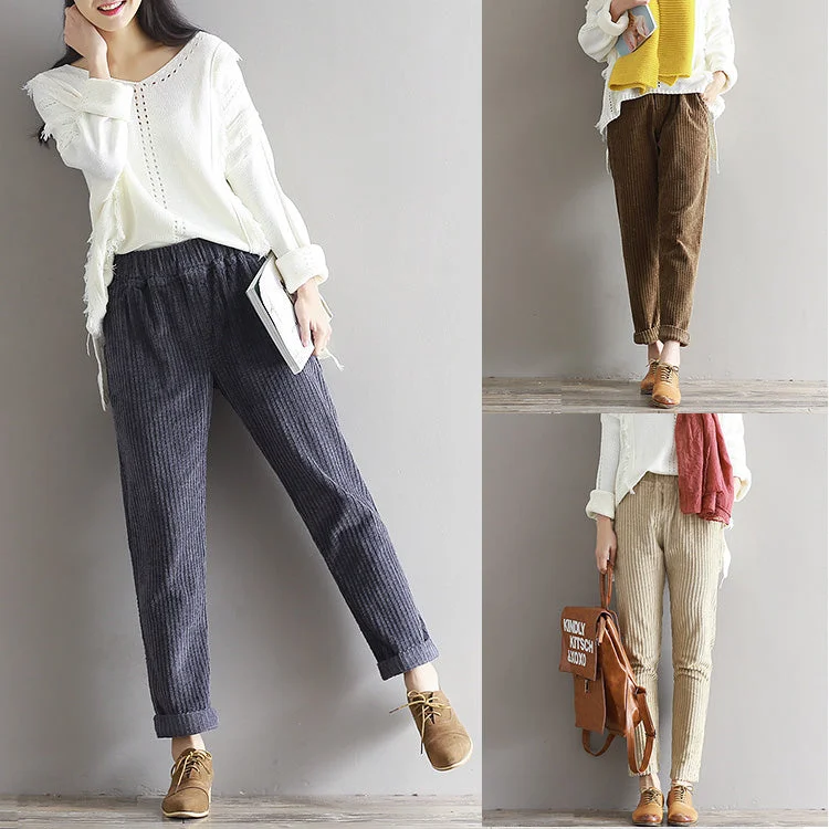 Corduroy Pants - Loose Casual Trousers Trousers Top Rated