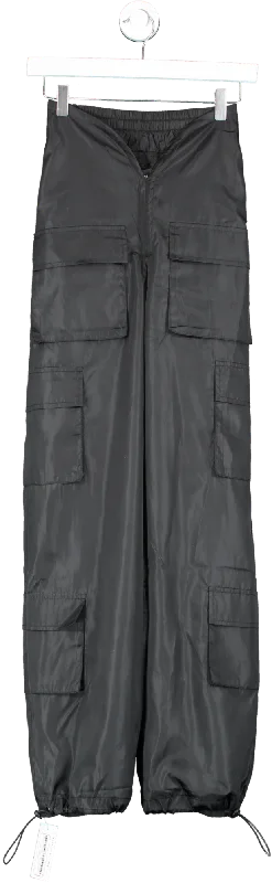 Fashion Nova Black Elasticated Cargo Trousers UK XS Trousers Canvas Durable