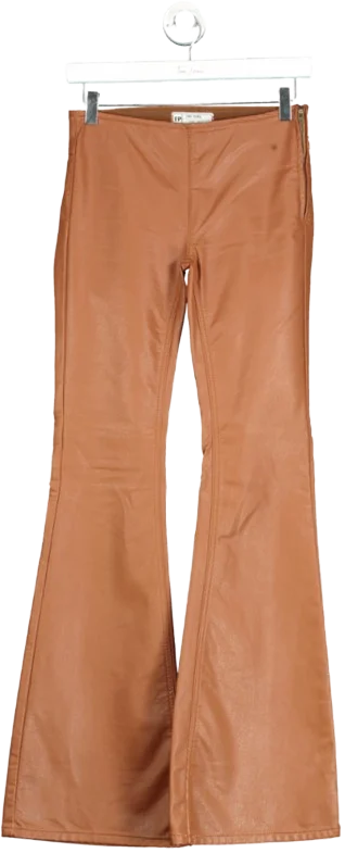 Free People Brown High-rise Vegan Leather Flared Trouser W24 Trousers Modern Contemporary