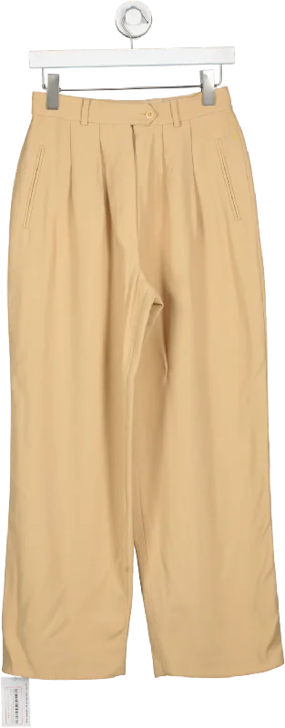 Giorgio Armani Beige Wide Leg Tailored Pocketed Trousers UK S Trousers stylish elegant