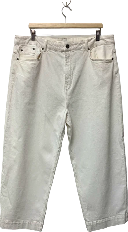 John Lewis White Cropped Trousers UK 18 Trousers Gym Athletic