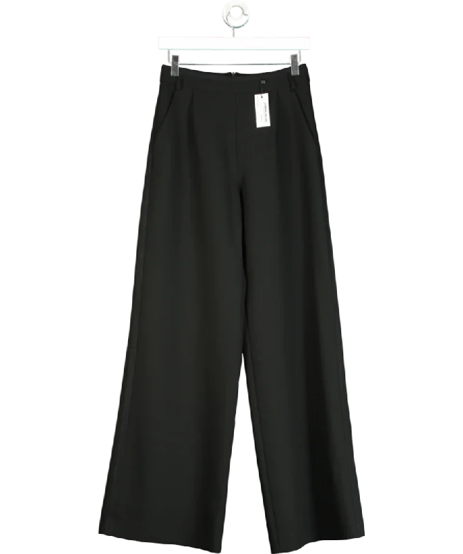 Karen Millen Black Clean Tailored Grosgrain Tipped Wide Leg Trousers UK 8 Trousers Chinos Classic