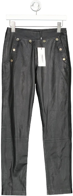 Karen Millen Black Leather Button Detail Trouser UK 4 Trousers luxurious high-end