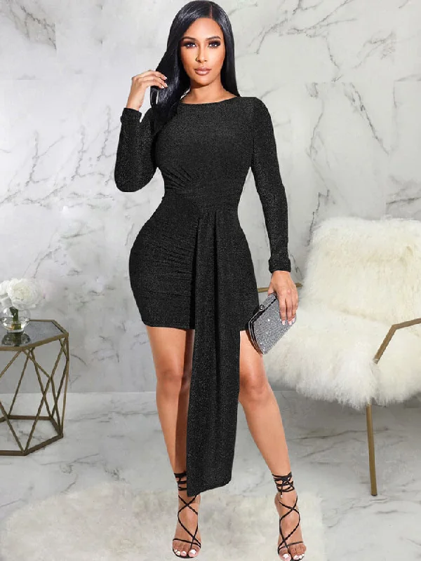 Long Sleeves Glitter Bodycon Mini Dresses Tunics Favorite customer