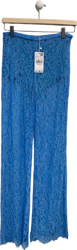 Mango Blue Lace Trousers UK 8 Trousers Ceremony Elegant